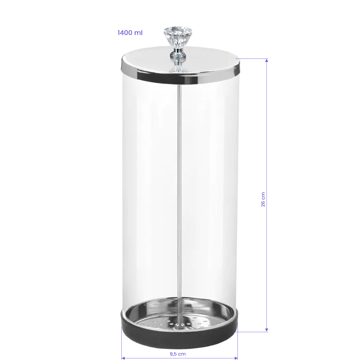 Glazen container voor desinfectie, 1400ml