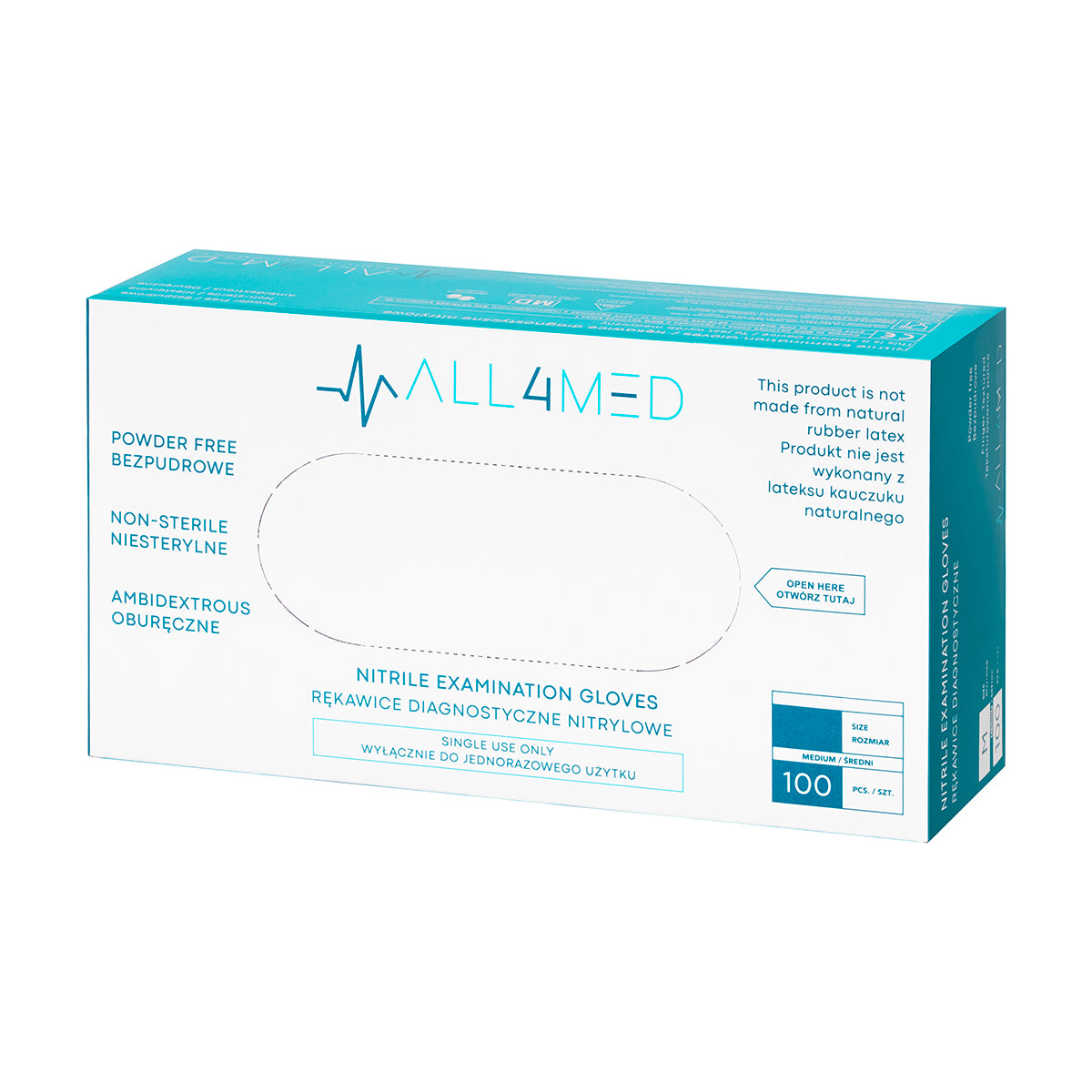 All4med wegwerp diagnostische nitrilhandschoenen zwart M 10x100 stuks