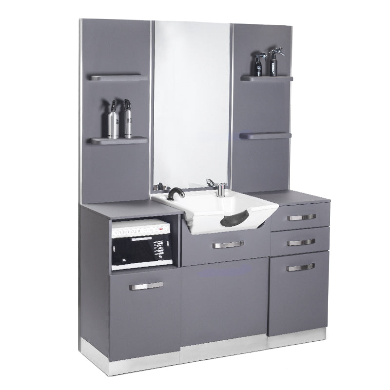 Gabbiano kappersmeubel met wasbak b085 grijs