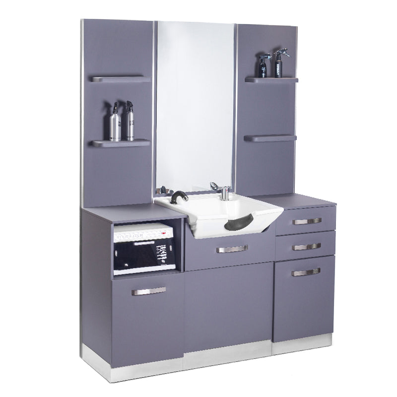 Gabbiano kappersmeubel met wasbak b085 grijs