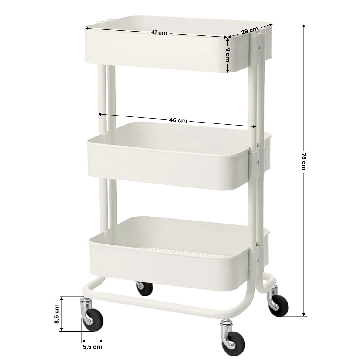 Tafeltje - cosmetische trolley hs05 wit