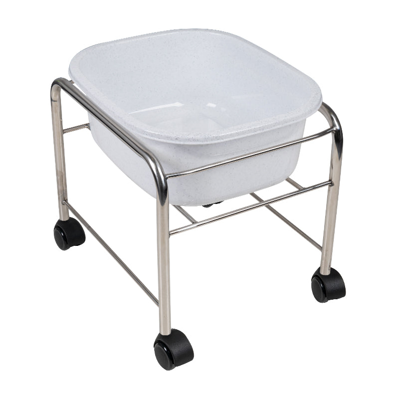 Recht pedicuretrolley met chromen wielen