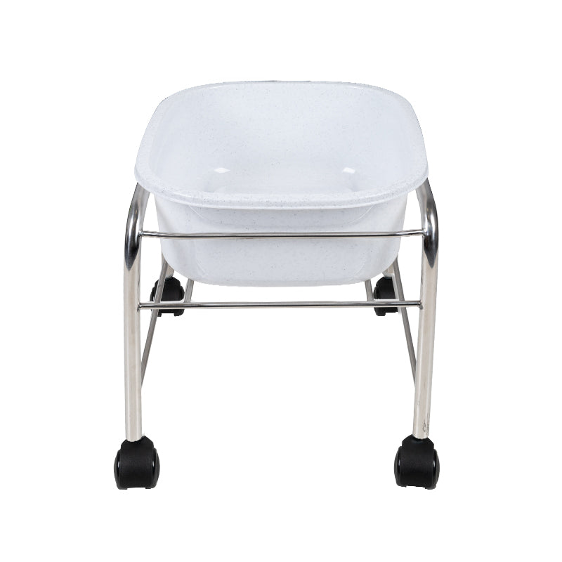 Recht pedicuretrolley met chromen wielen