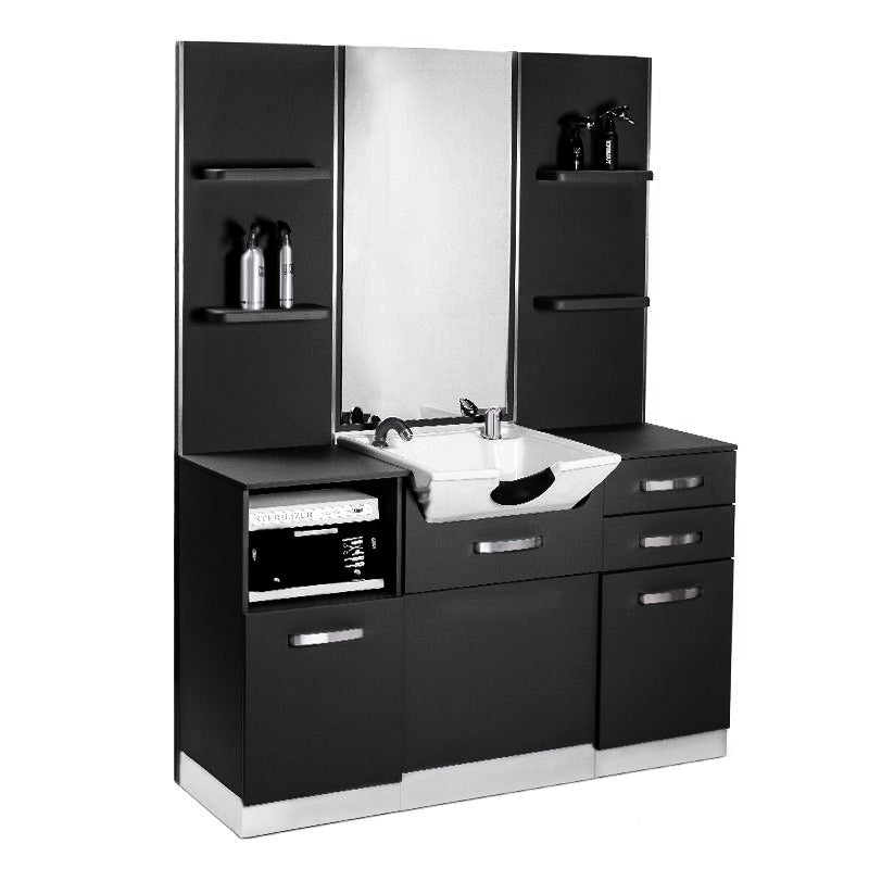 Gabbiano b085 kappersconsole met wastafel zwart