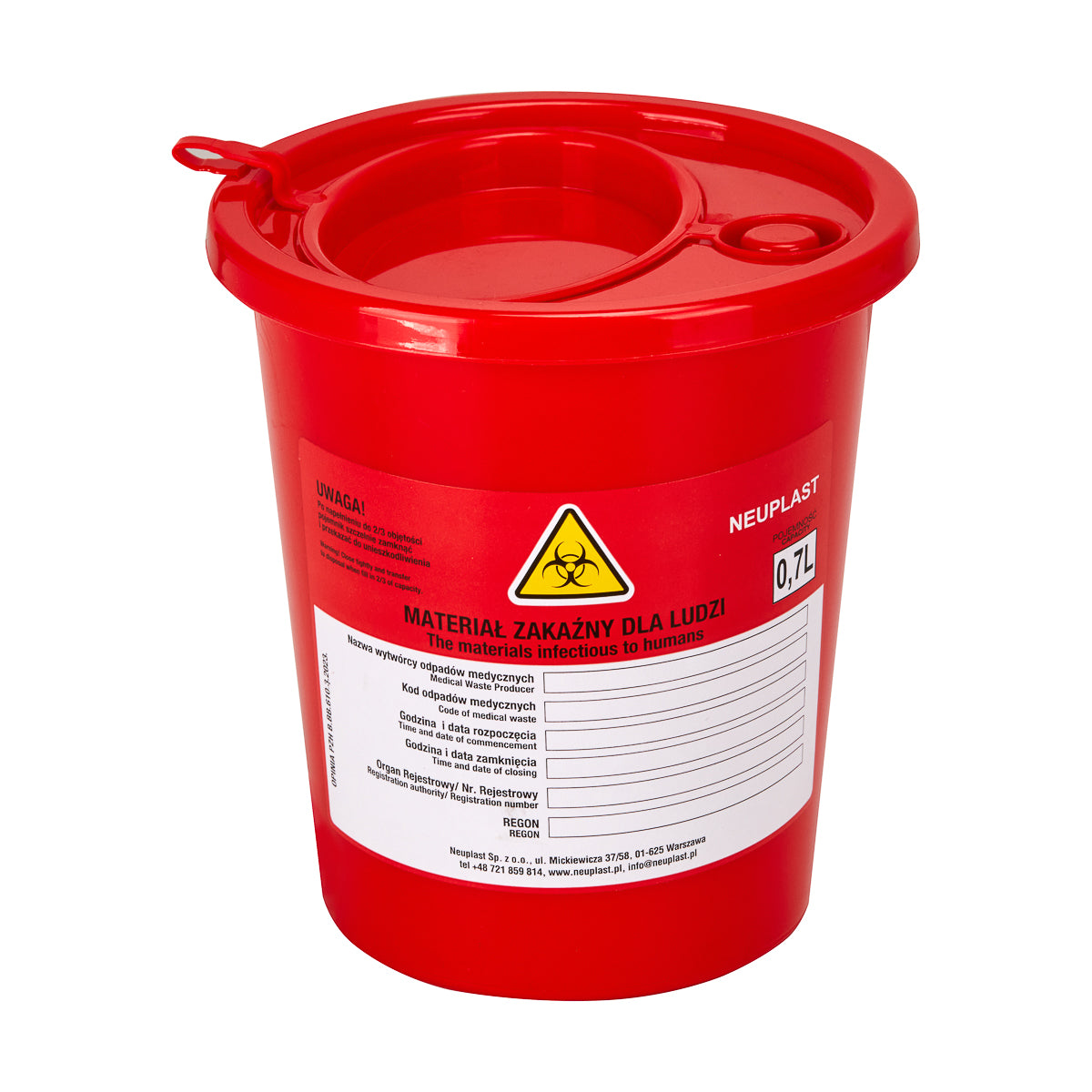 MEDISCHE AFVALCONTAINER ROOD 0,7 L