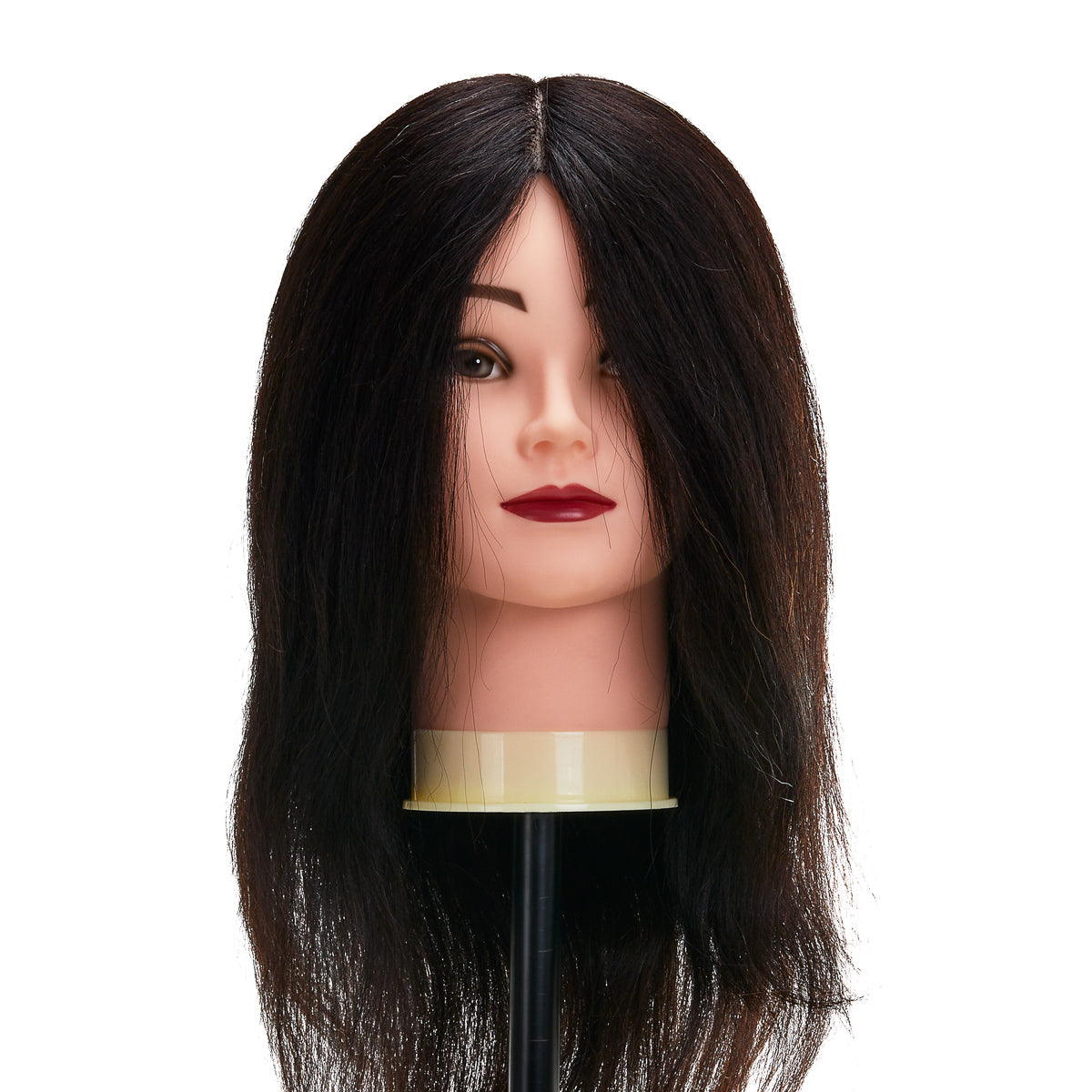 Gabbiano WZ1 kapperstrainingshoofd, natuurlijk haar, kleur 1#, lengte 16"