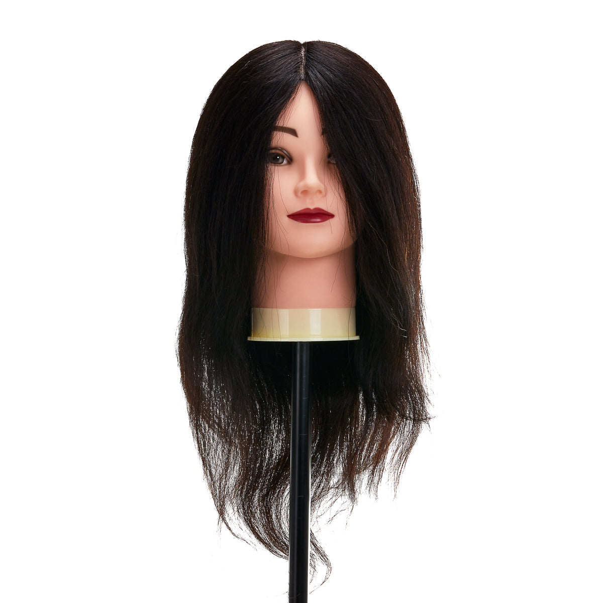 Gabbiano WZ1 kapperstrainingshoofd, natuurlijk haar, kleur 1#, lengte 16"