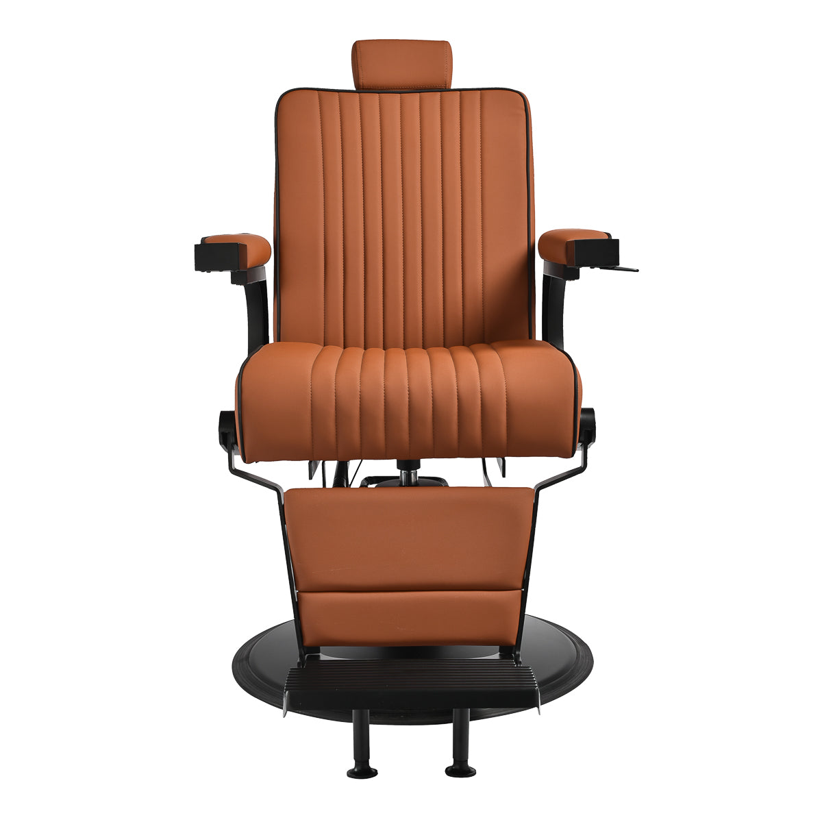 Gabbiano Levi barber chair with black frame brown without stitching at the back