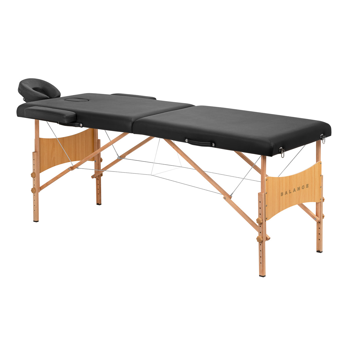 BALANCE wooden opvouwbare massagetafel 2 segment zwart