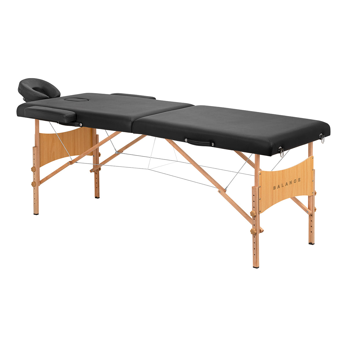 BALANCE wooden opvouwbare massagetafel 2 segment 190x70 zwart