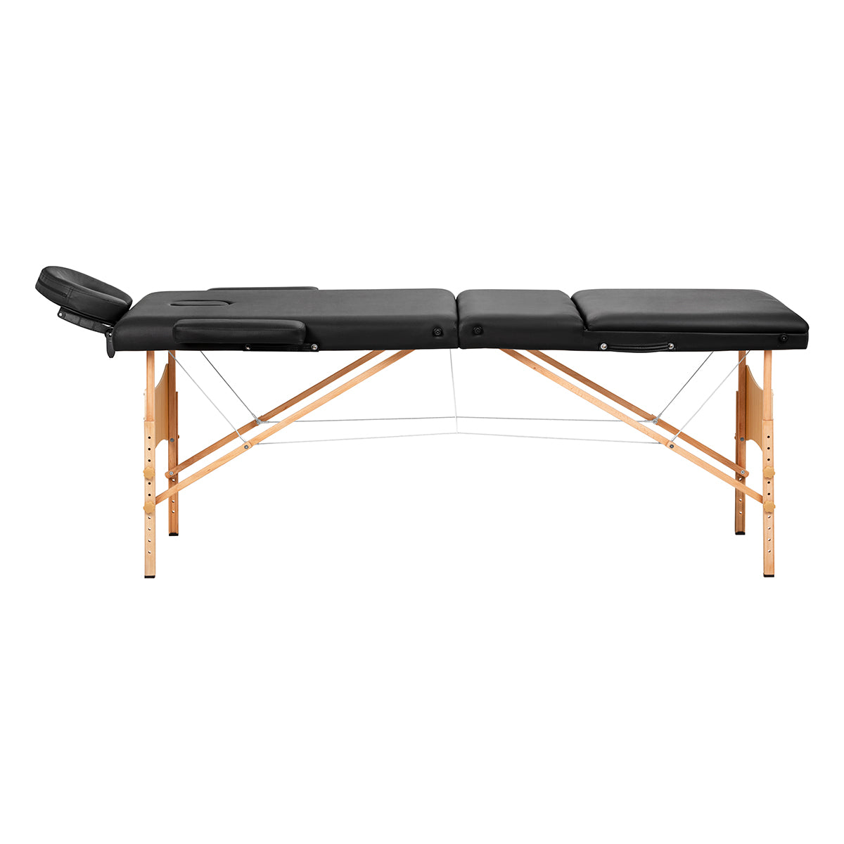 BALANCE wooden opvouwbare massagetafel 3 segment 190x70 zwart