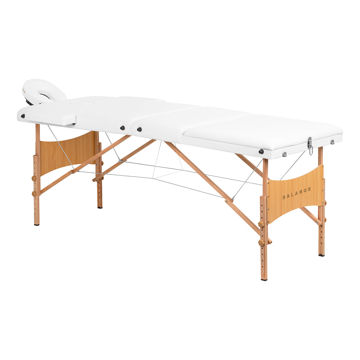 BALANCE wooden opvouwbare massagetafel 3 segment 190x70 wit