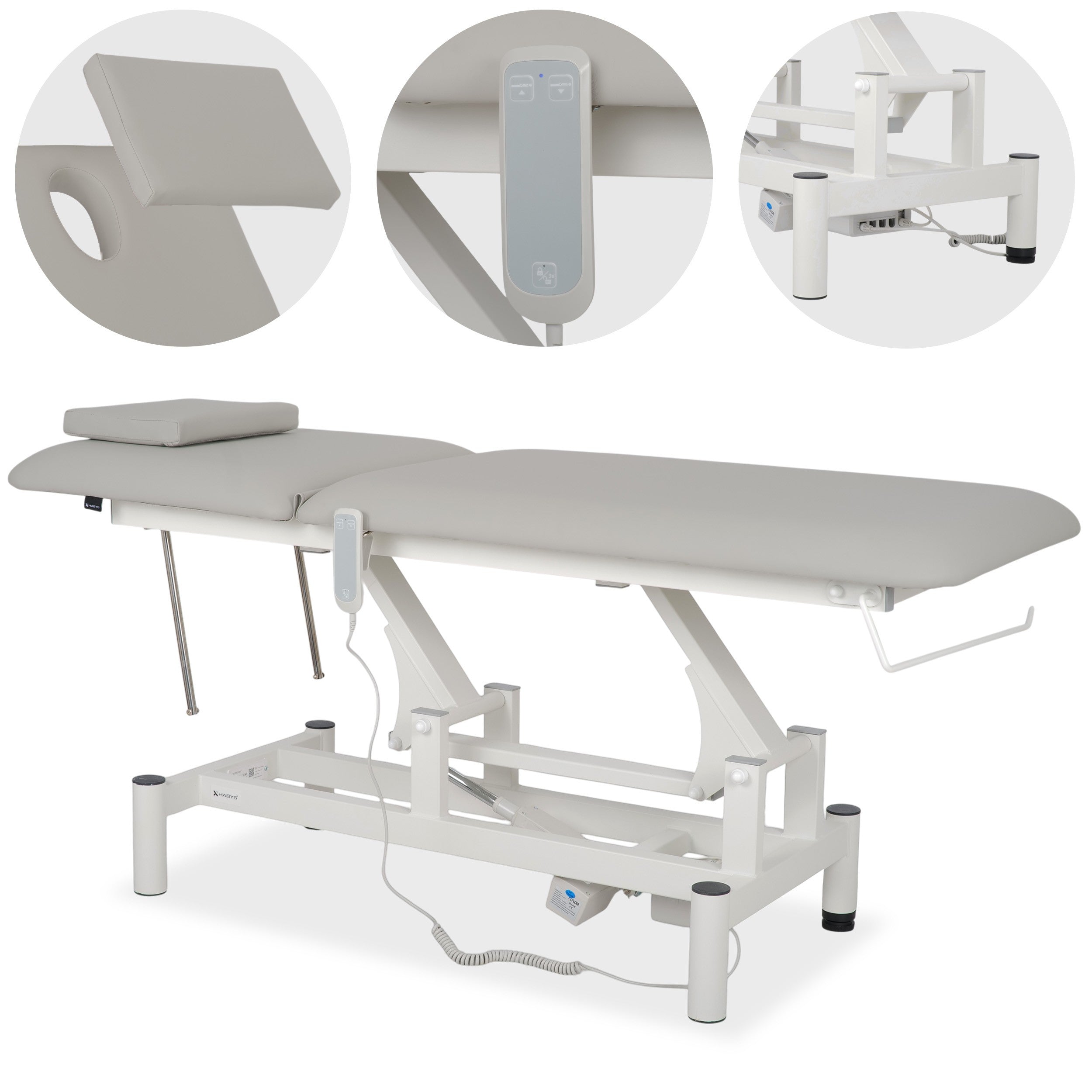 Optima therapy table, electric height adjustment with hand remote – Satin Comfort k729 grey