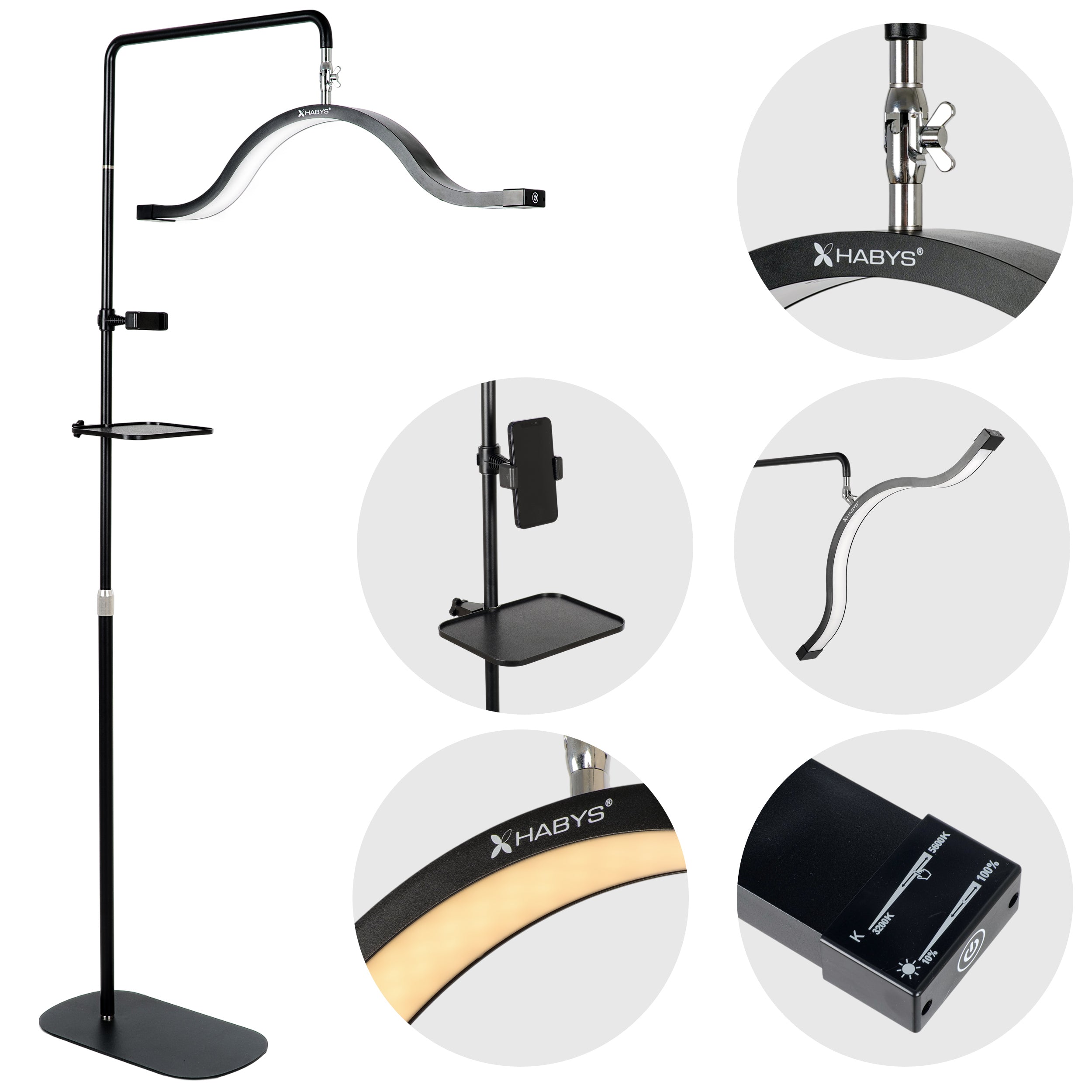 Vena Dark cosmetic lamp, black