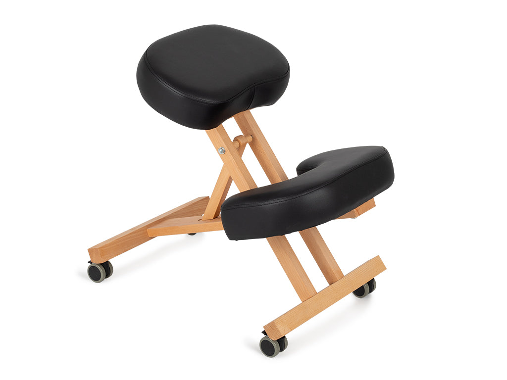 Ergonomische kniestoel Ergo Simple, natuurlijk hout, wielen met vergrendeling