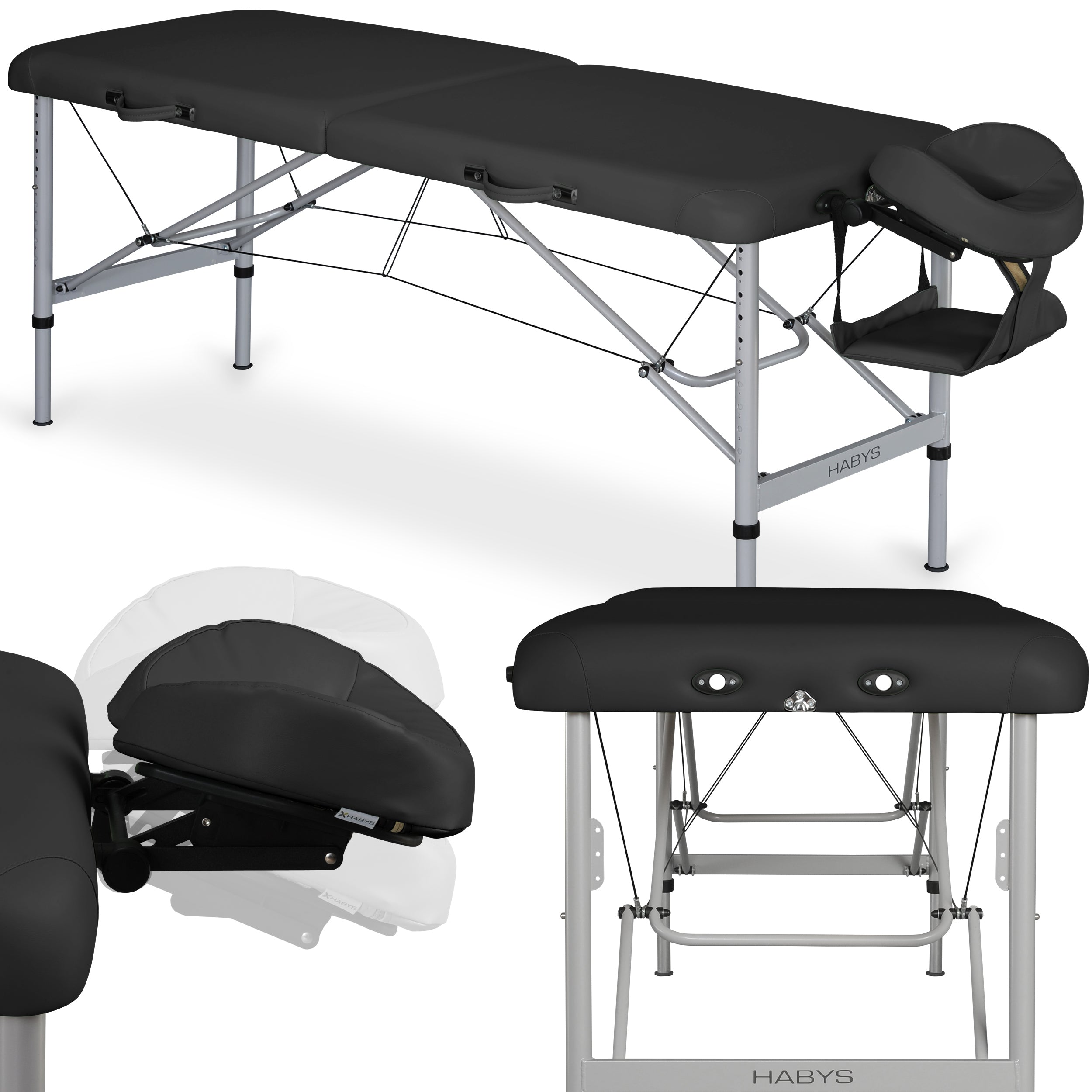 Massagetafel Aero Alu 70 Vinyl Flex K015, Zwart