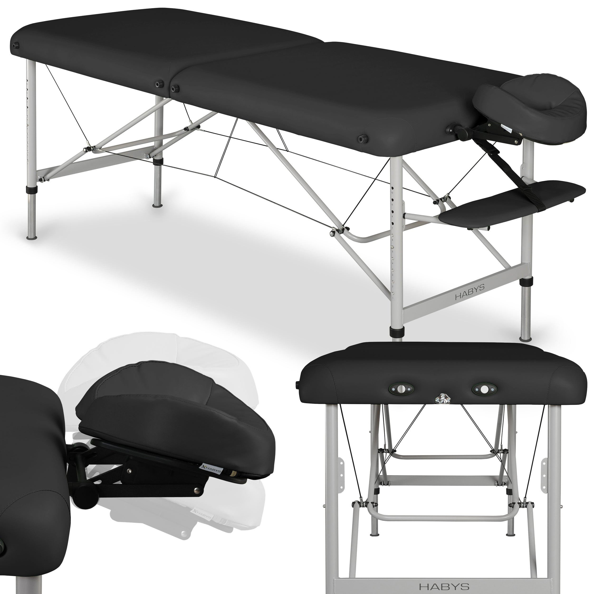 Table de Massage Panda Alu 60 Vinyle Flex K015 Noir