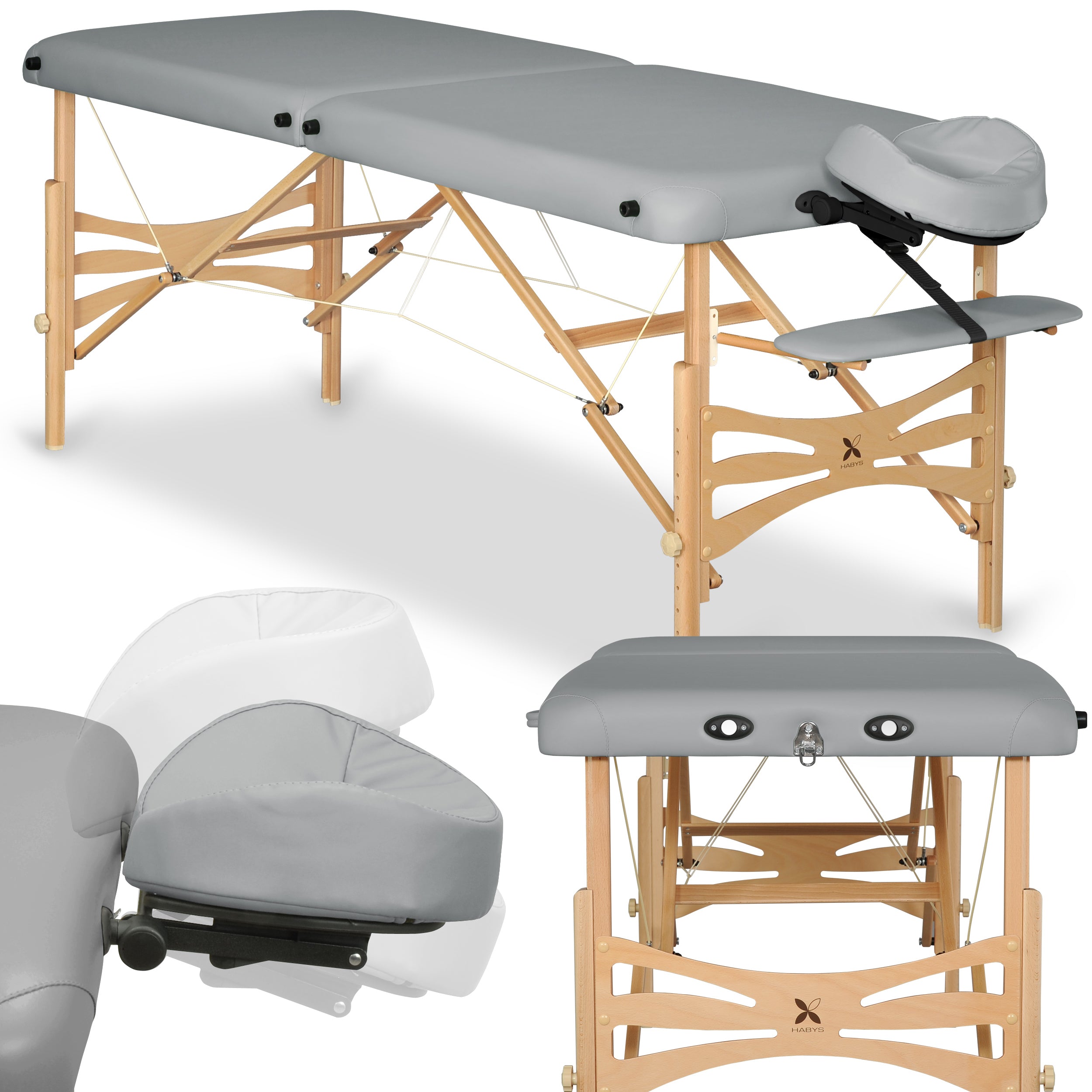 Massagetafel Panda Light Wood 70 Vinyl Flex K029, Grijs
