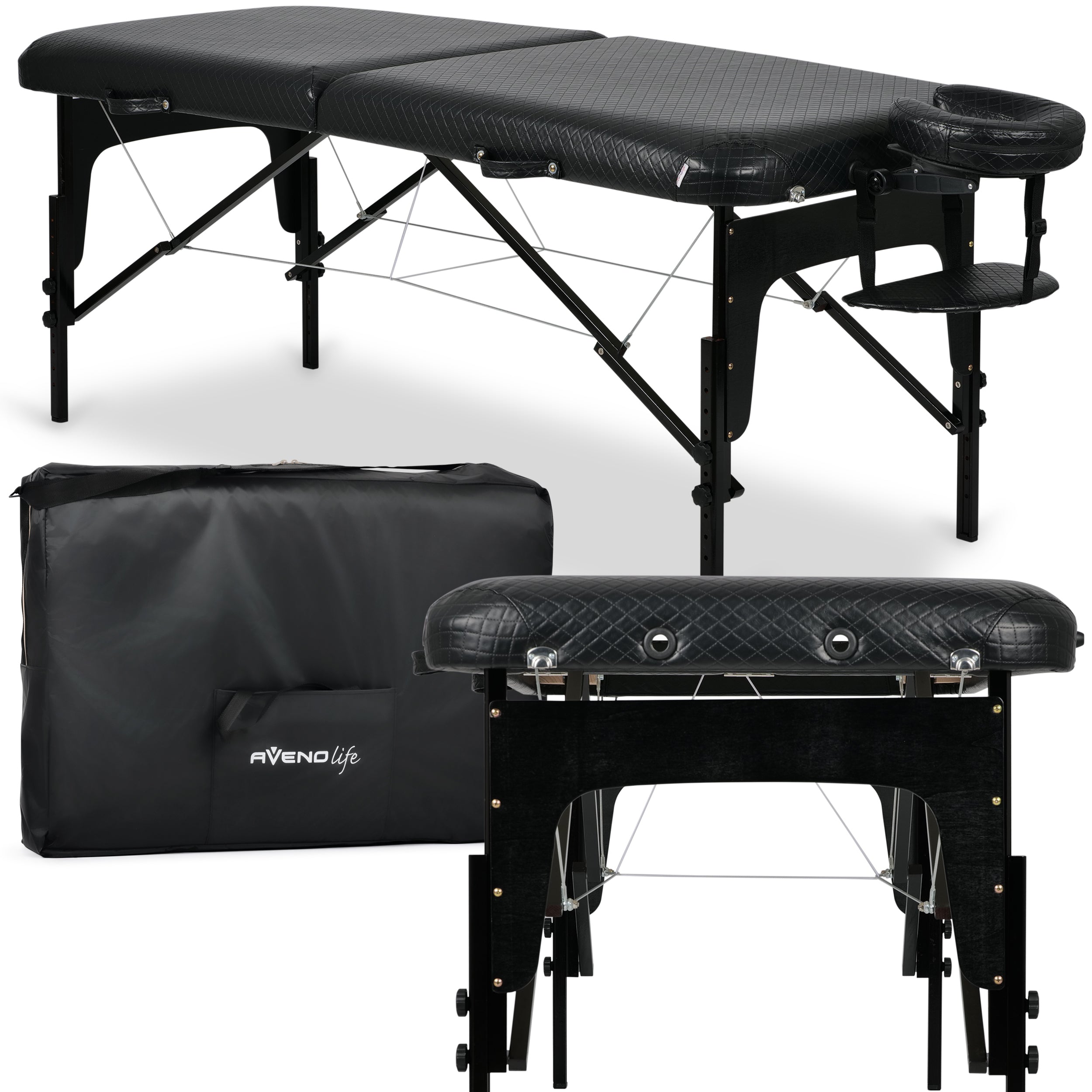 Draagbaar cosmetisch en massagebed Estetic Black Comfy Base K515, Zwart