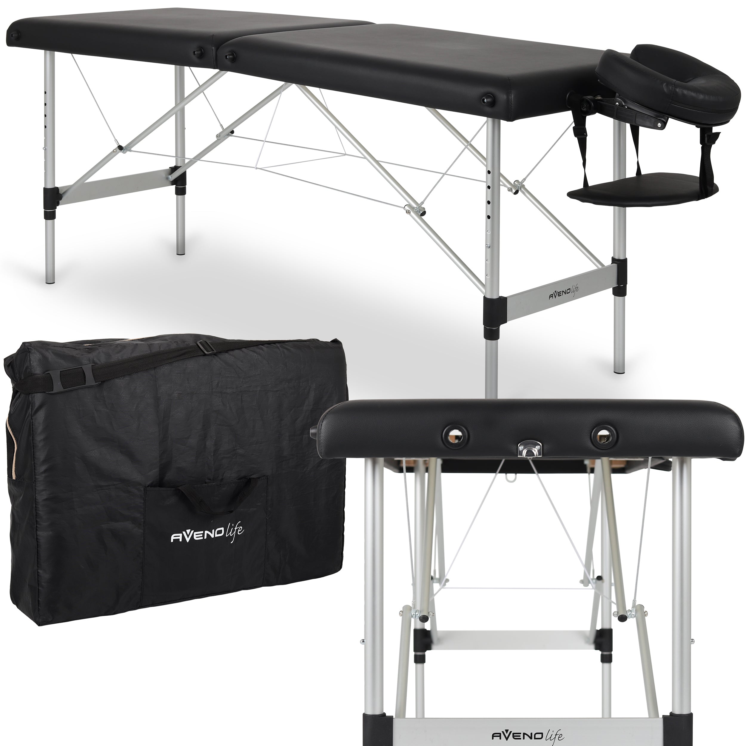 Draagbare massagetafel Nina Comfy Base K515, Zwart