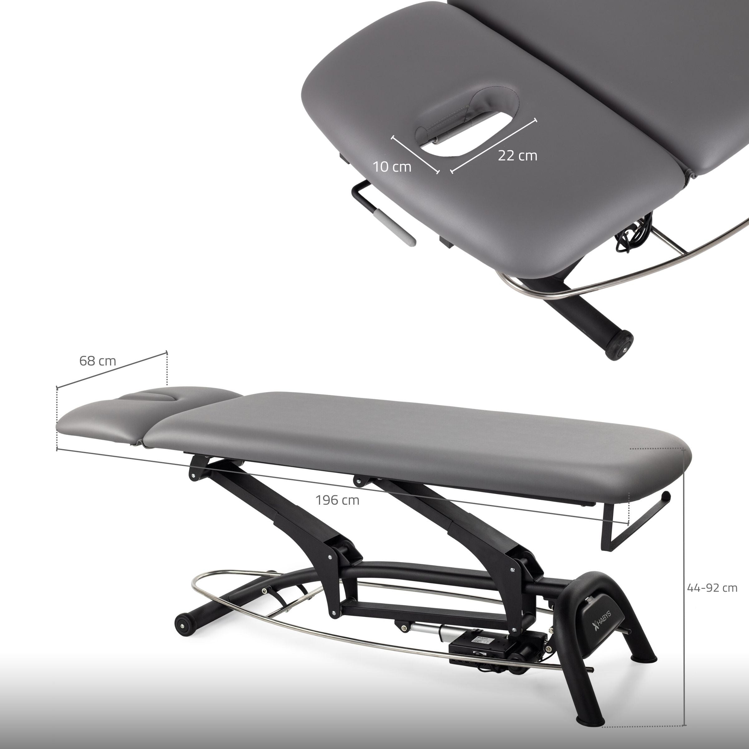 Vaste massagetafel Agila 2 Soft Touch K622, Grijs