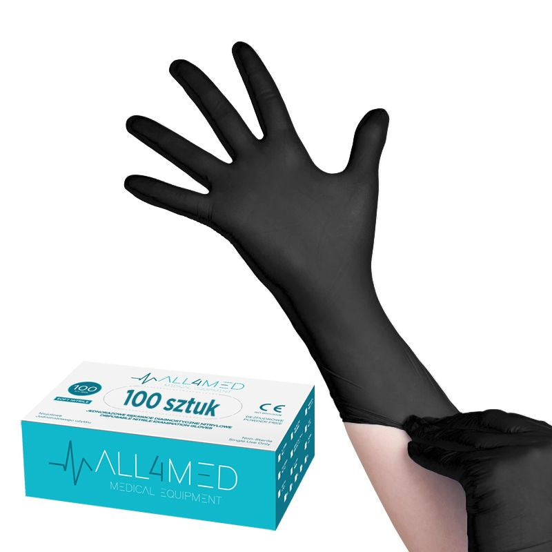 All4med wegwerp diagnostische nitril handschoenen zwart m