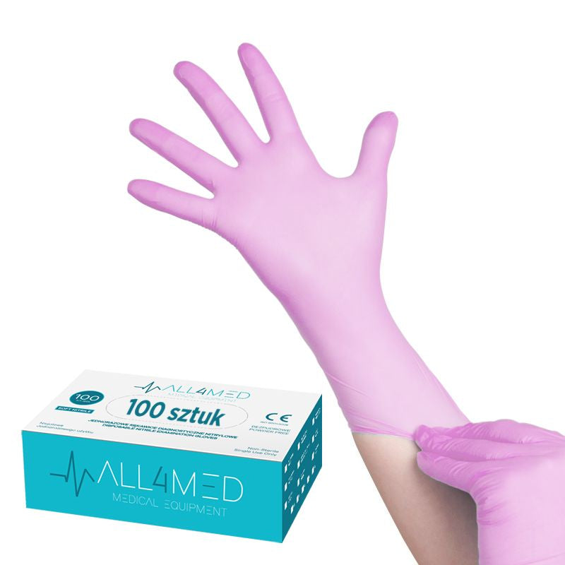 All4med wegwerp diagnostische nitril handschoenen roze m